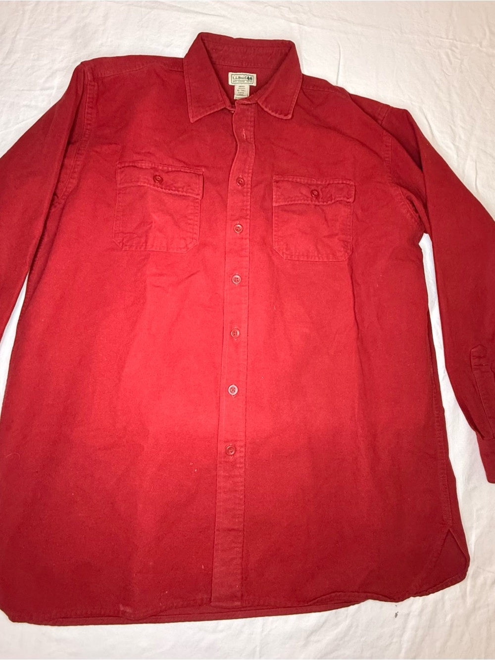 L.L. Bean Chamois Flannel Shirt Red Men's XL Tall Cotton Button Down Heavyweight